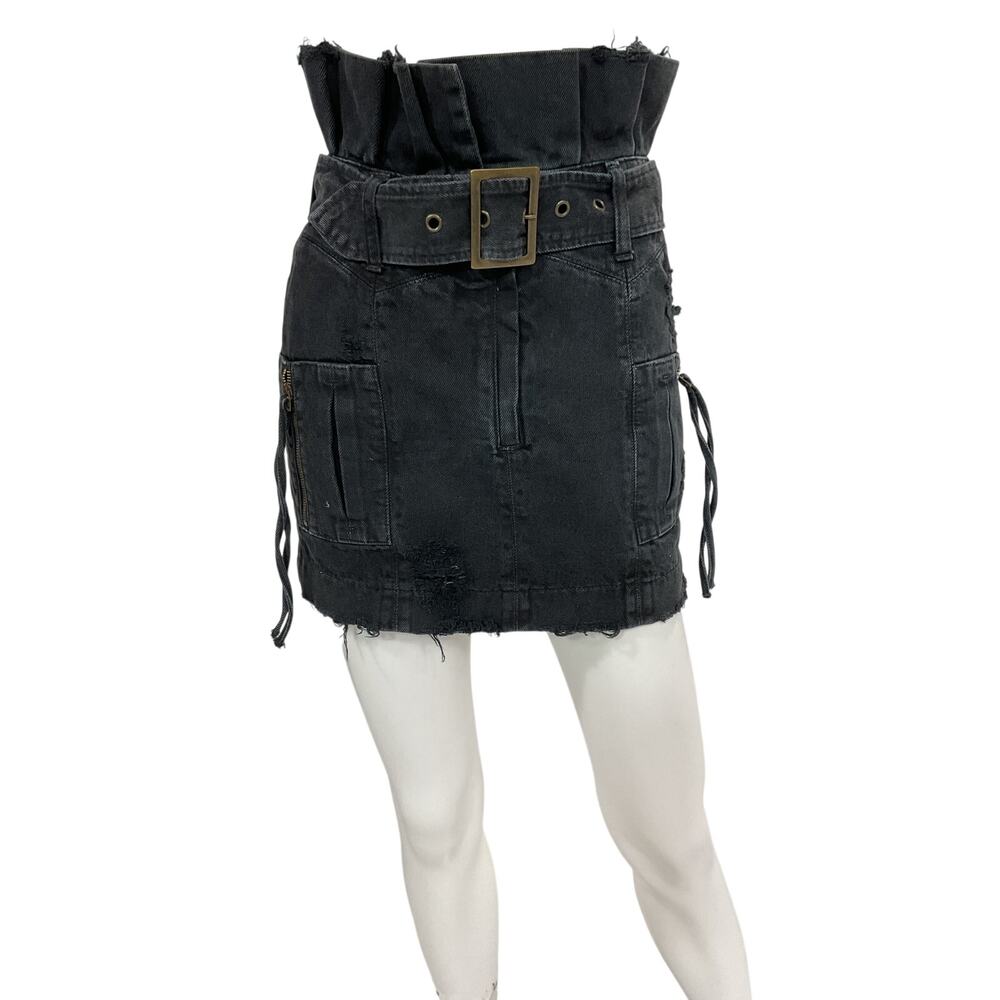 Retrofete Belted Jet Black Shalina Skirt Size XS - Picture 2 of 5